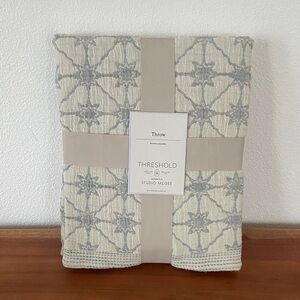 Studio McGee x Target 50"X60" Cotton Textured Throw Threshold cream blue stars